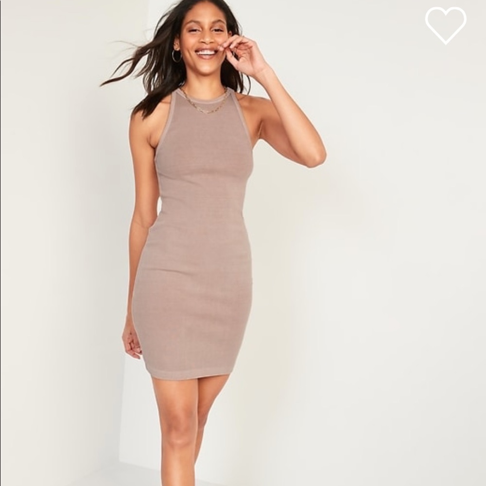 Ribbed nude tank dress